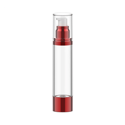 Botella de vacío anodizada botella cosmética de la loción de la botella de vacío con la botella privada de aire de acrílico de la base grande del anillo